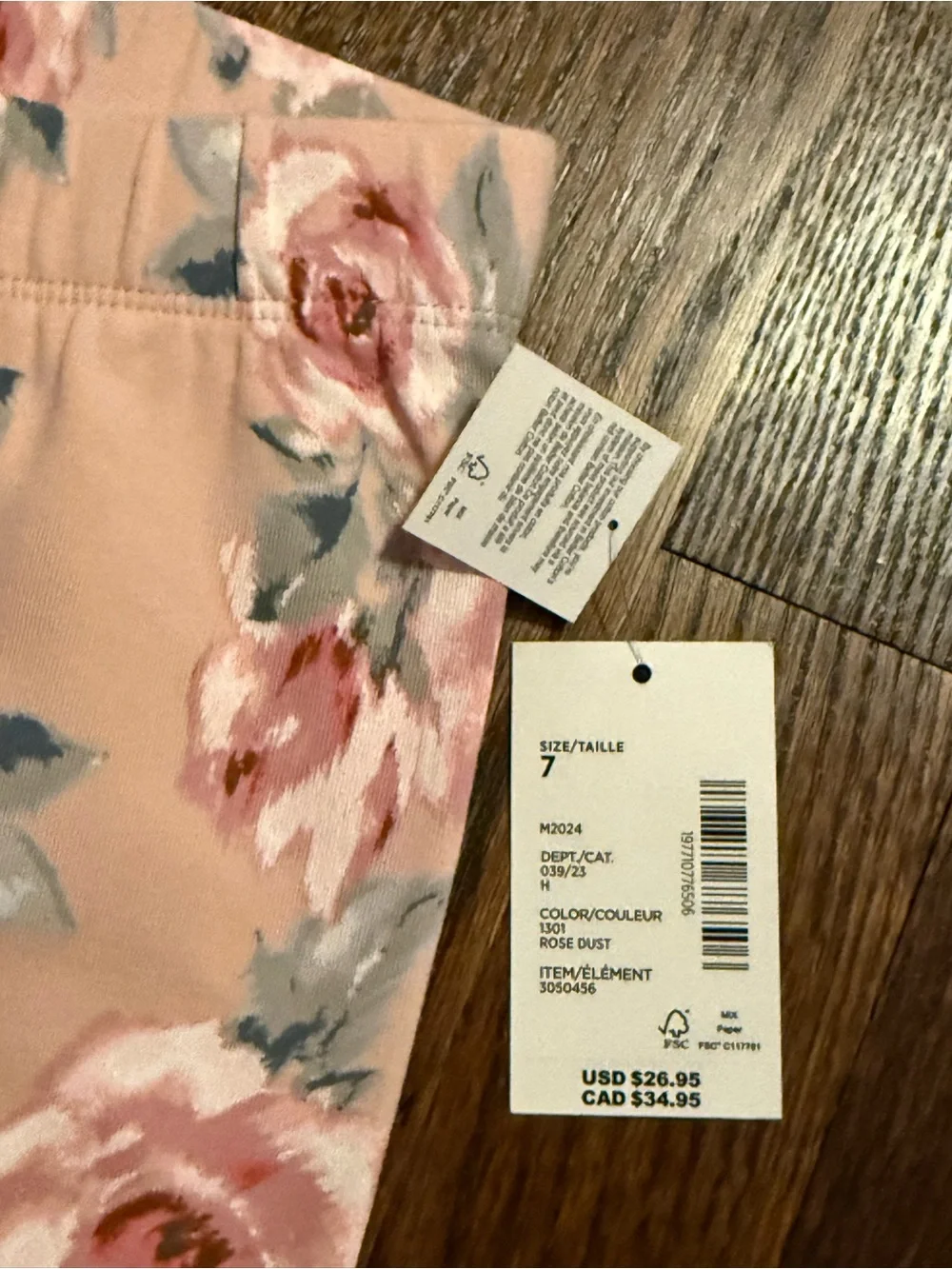 Gymboree Girls size 7 Pink Floral & Solid Leggings - Set of 2